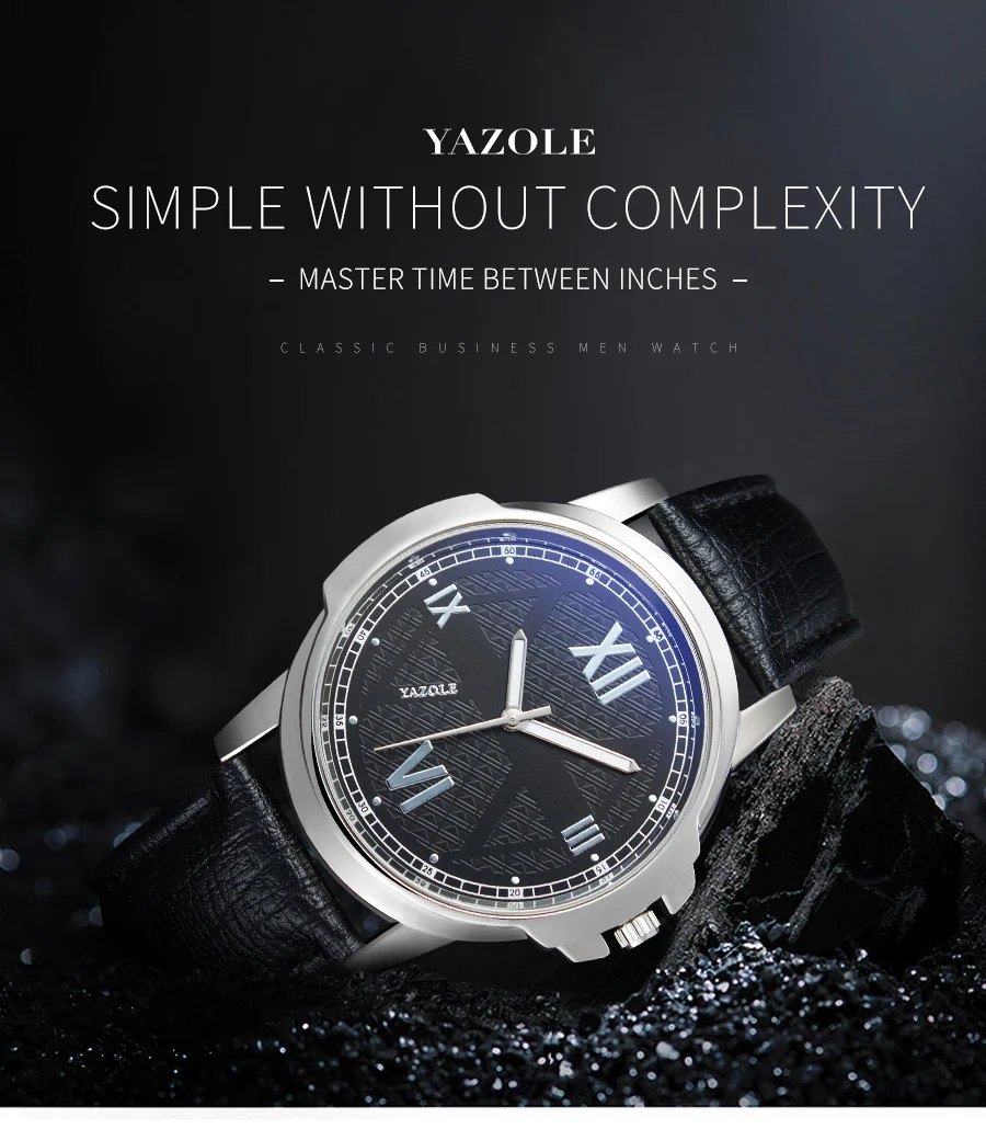 Часы YAZOLE мужские водонепроницаемые брендовые модные светящиеся наручные с синим