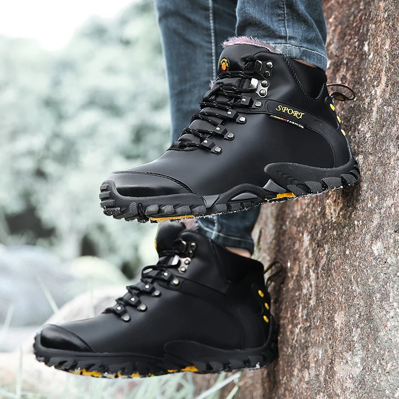 Men Boots Winter Men Shoes New Lace Up Warm Fur Flock Male Sneakers Winter Ankle Boots Men Winter Boots New