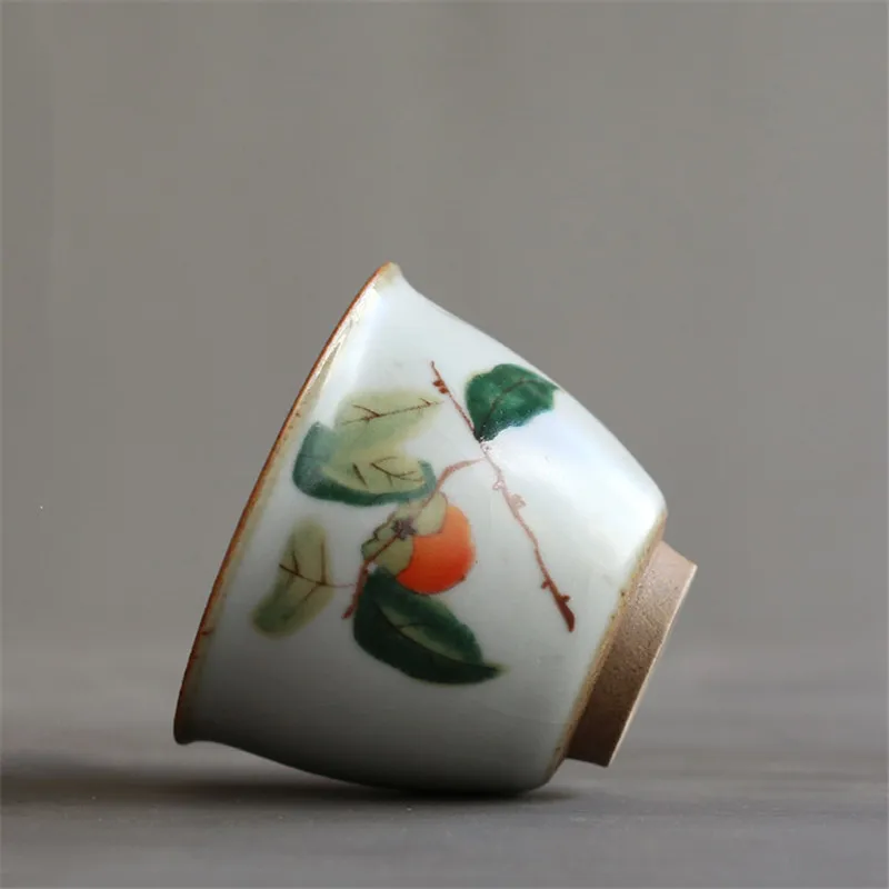 Фарфоровая Ручная роспись Камелия хурма кунг-фу кружка для воды традиционная