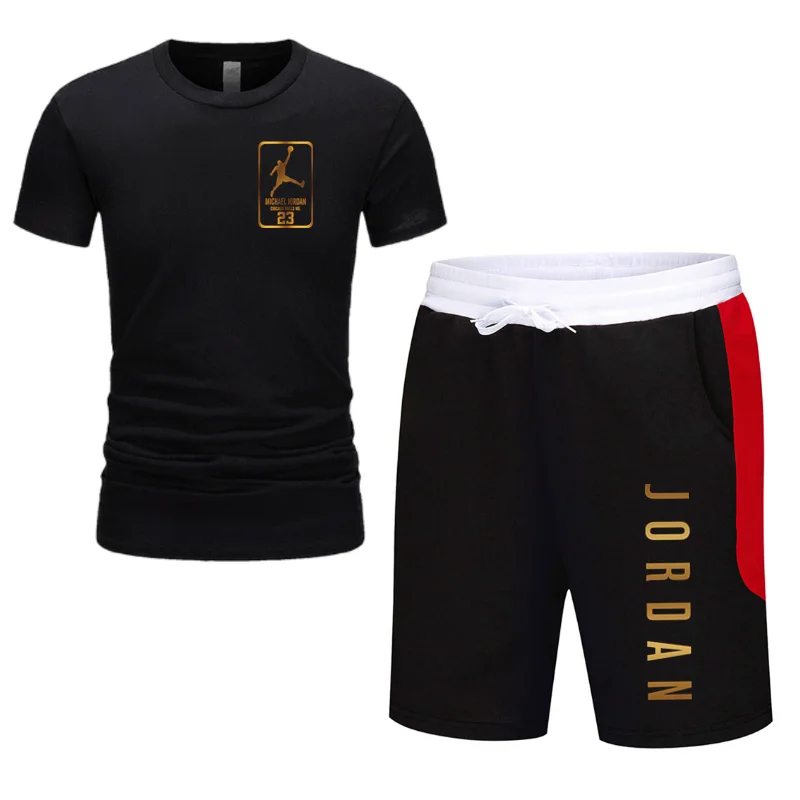 

2021 camiseta de algodÃ£o puro masculino + shorts soltos e confortÃ¡veis de viagem em casa terno de manga curta masculino
