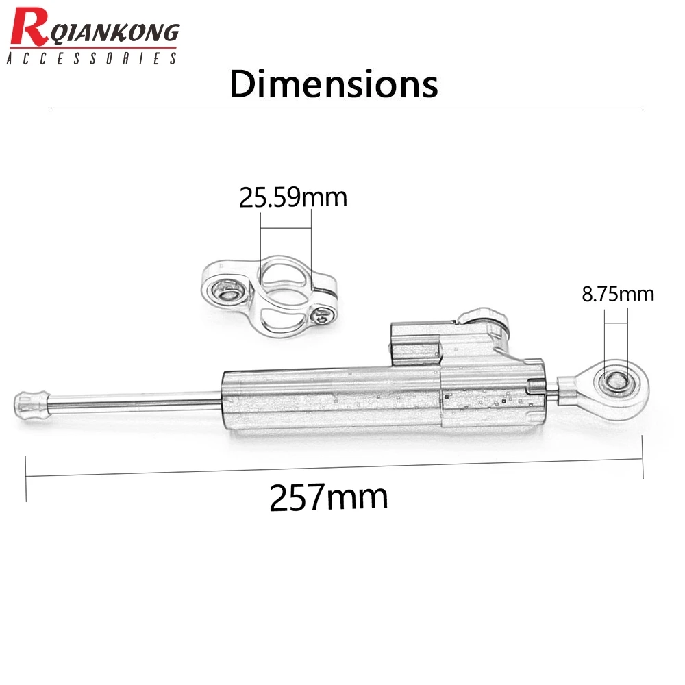 

Universal CNC Aluninum Motorcycle Steering Stabilizer Damper Linear Reversed Safety Control For Yamaha YZF-R125 yzfr125 r125LOGO
