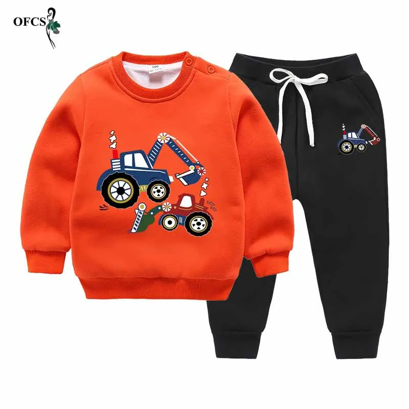 

Для мальчиков на зиму, теплый спортивный костюм для детей, с длинным рукавом, футболка с длинными рукавами трикотажный пуловер + штаны, спорт...