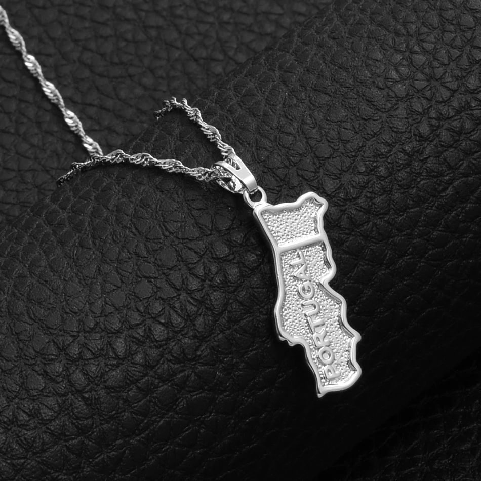 Anniyo карта Португалии серебряное ожерелье с подвеской Цвет ювелирные изделия