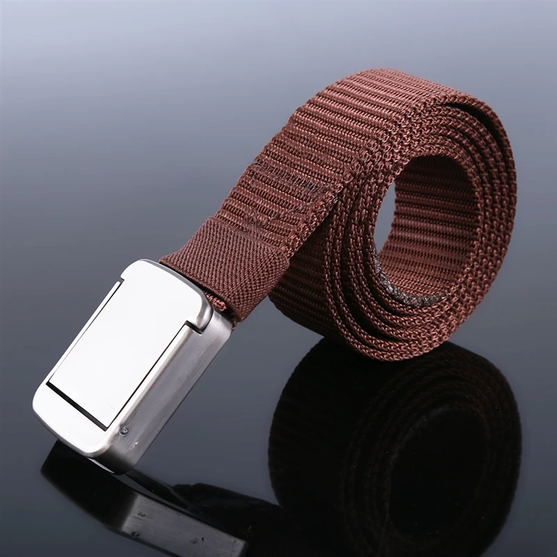 

Men And Women Automatic Buckle Smooth Buckle Nylon Canvas Slim Belt Tactics Outdoor Trousers Students Military Training Belts