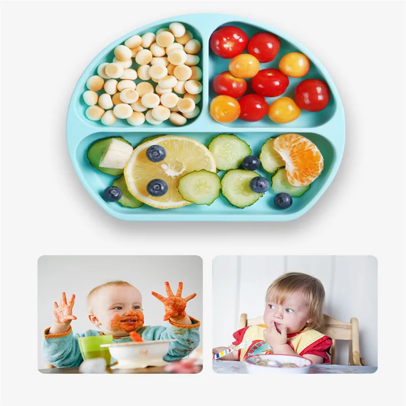 

Baby Bowl Spoon Fork Feeding Food Tableware Set Cartoon Kids Dishes Eating Dinnerware Anti-hot Silicone Training