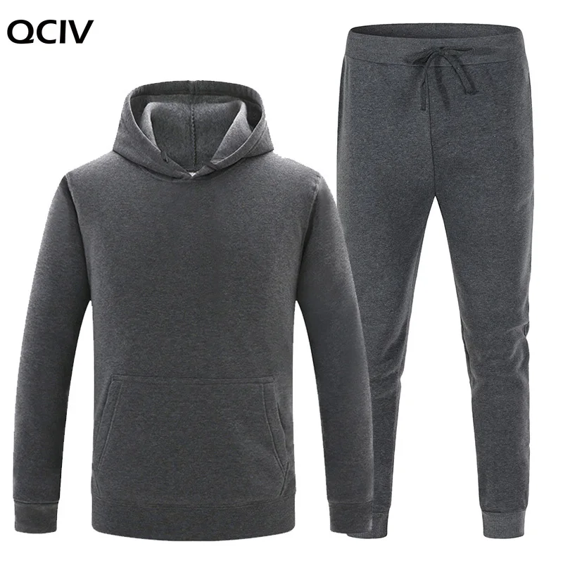 

New hoodie suit sportswear men's fleece warm Sweatshirt solid color jogging men's sportswear sports suit homme two-piece jacket