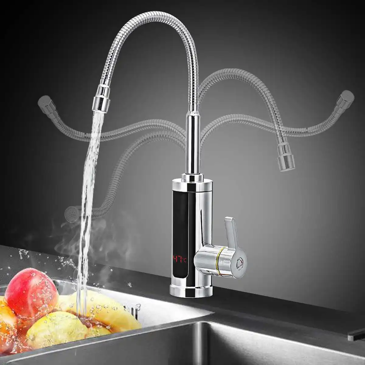 

3000W 220V Electric Kitchen Flow Water Heater Tap with LED Instant Hot Water Faucet Heater Cold Heating Tankless Water Heater