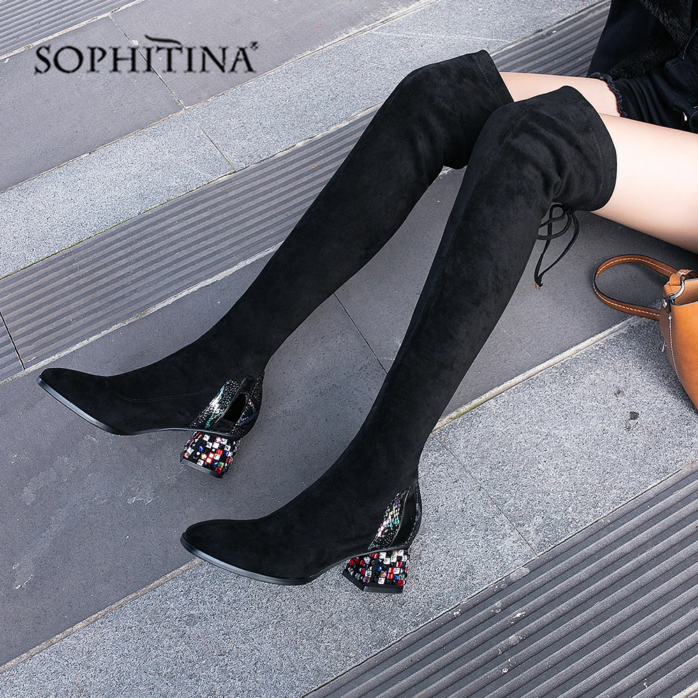 Ботинки женские на квадратном каблуке с круглым носком SO296 | Обувь