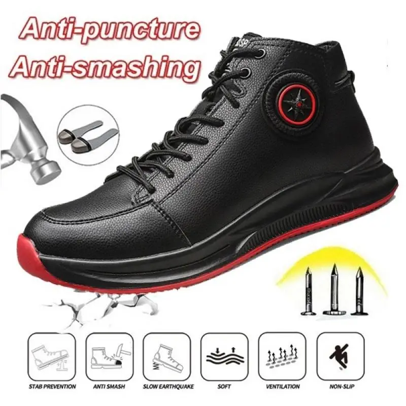 Мужская Рабочая обувь со стальным носком Высокая на платформе шнуровкой