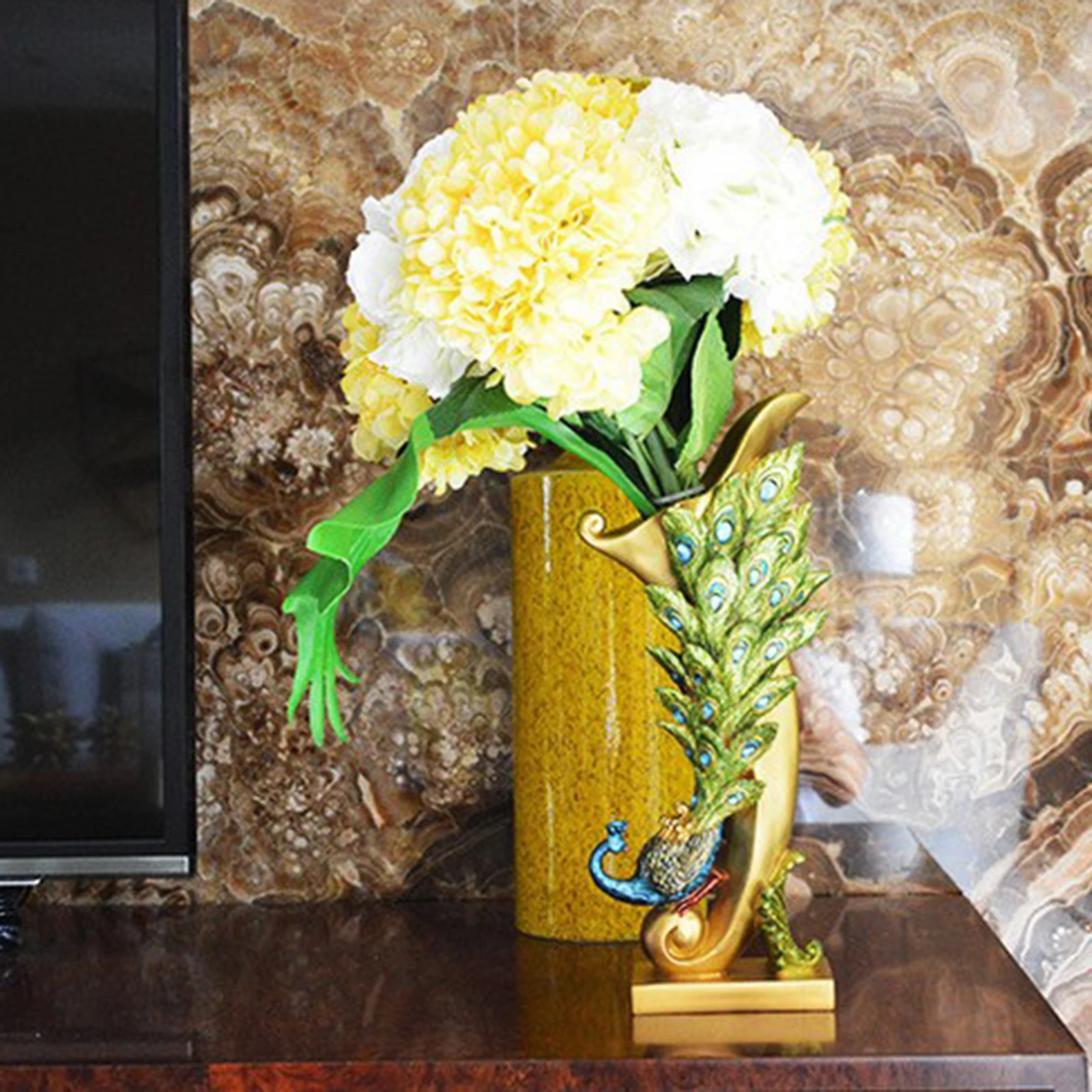 Скандинавская смола великолепный цветочный горшок в форме павлина статуя