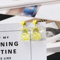 2021 new fashion earrings for women transparent cartoon acrylic bear dangle womens earrings creative drop jewelry gifts
