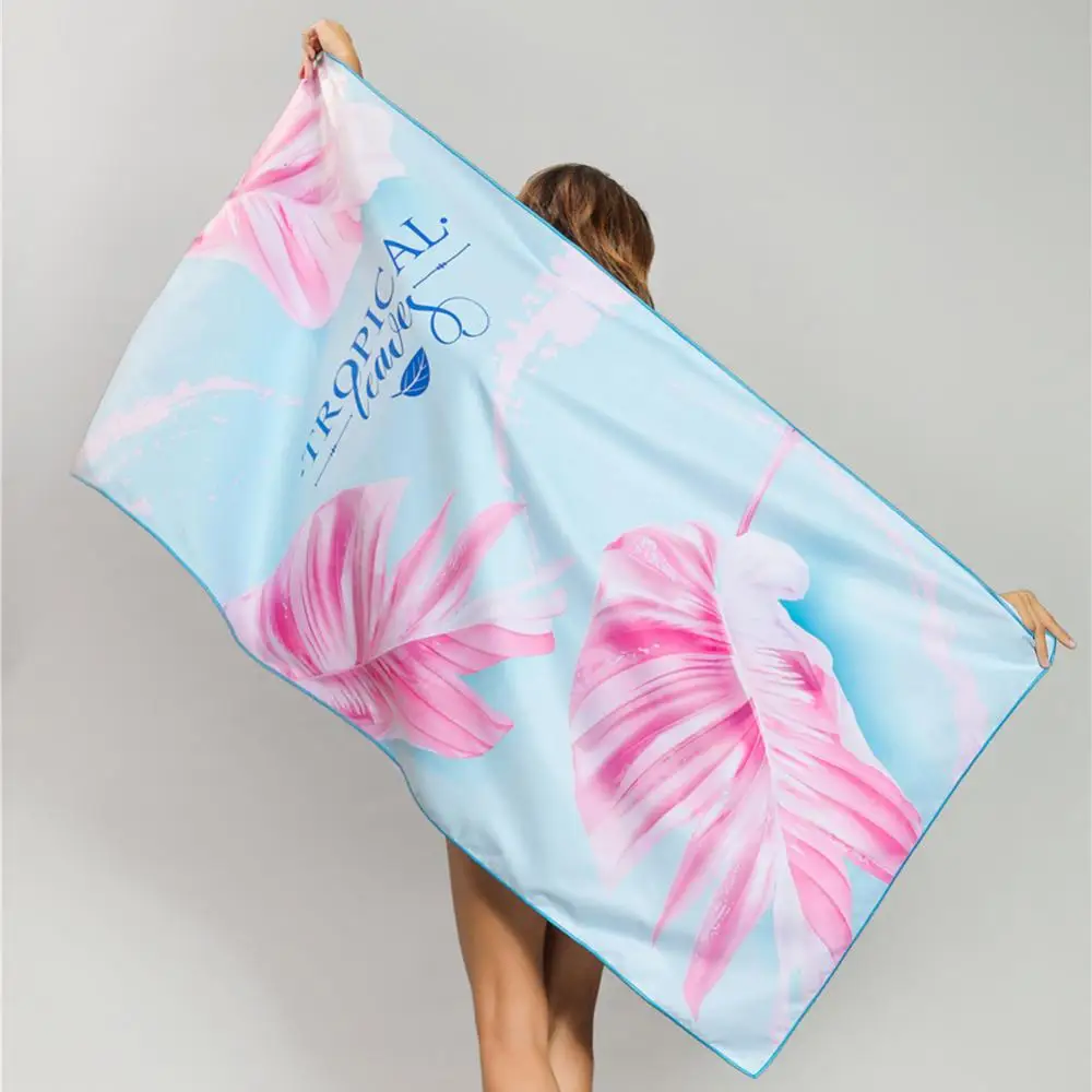 

Hot Sales Women Flamingo Striped Print Swim Quick-dry Large Soft Absorbent Beach Towel