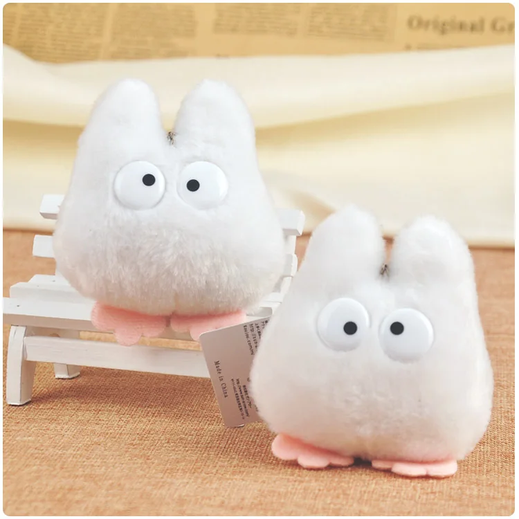 

Totoro Series White Keychain Plush Doll Key Chain Toy Small Pendant Creative Backpack Hanging Decoration Keyring Rabbit Fur