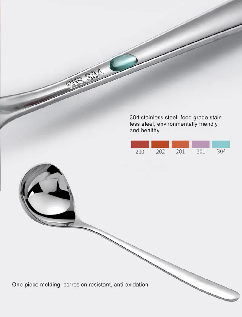 Korean Stainless Steel Thickening Spoon Creative Long Handle Hotel Hot Pot Spoon Soup Ladle Home Kitchen Essential Tools h2