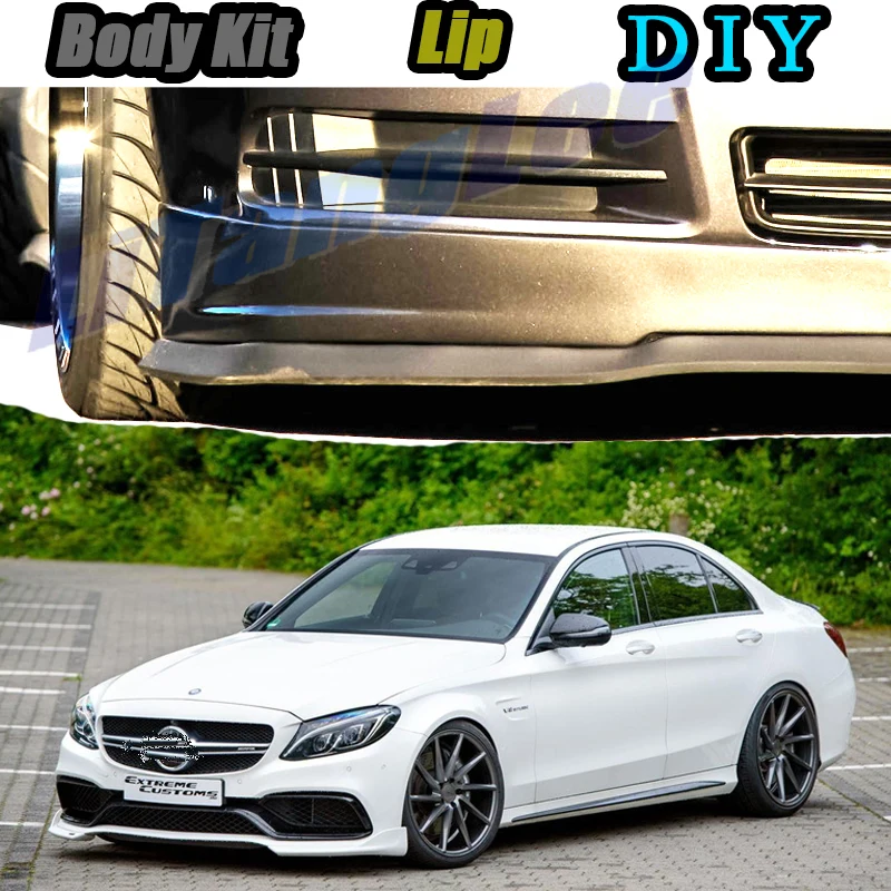 Car Bumper Lip Front Spoiler Skirt Deflector For Mercedes Benz C C63 MB W202 W203 W204 W205 Modified Body Kit VIP Hella Flush | Автомобили