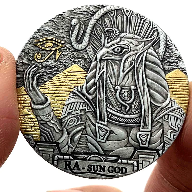 Древняя египетская мифология Ra Sun God сувенир подарок позолоченная Коллекционная