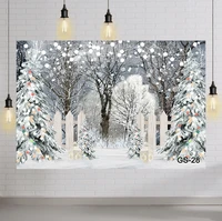 winter photography backdrop glitter snowy forest pine tree background let it snow christmas xmas holiday party decor banner