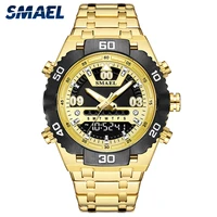 smael fashion quartz watches men top brand luxury modern 2021 gold stainless steel men wrist watches with digital display sl 600