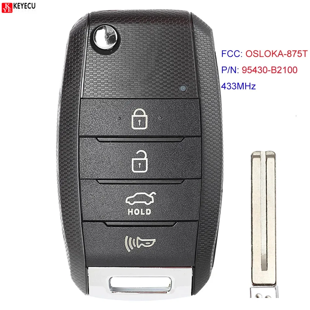 KEYECU для Kia Soul 2014 2015 2016 2017 2018 2019 дистанционный ключ Fob 433 МГц FCC ID: OSLOKA-875T P/N: 95430-B2100 |