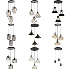 Винтажные подвесные светильники в стиле индастриал, современный черный минималистичный Ретро светильник в стиле лофт и пирамиды, металлическая клетка, комнатное Освещение E27