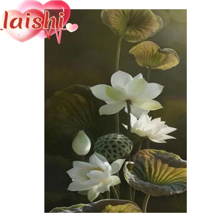 

5D DIY Diamond Painting Lotus flower full round/square Rhinestone Embroidery Cross Stitch Kit Mosaic Diamond Art Home Decoration