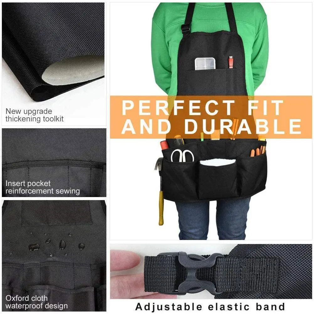 

Multi-pocket Repairman Apron Electrician Garden Housekeeping Bib Cloth Material Black Tools Oxford C6F6