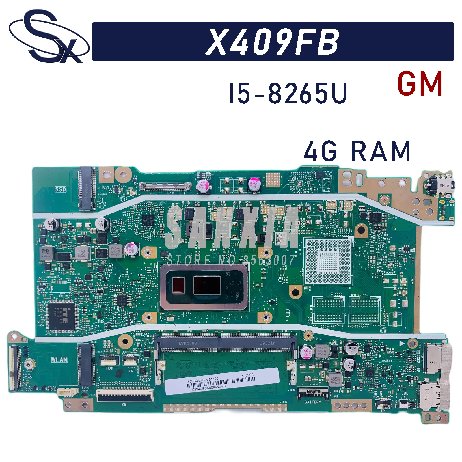 

KEFU X409FB is suitable for ASUS vivobook X409F X409 X409FA X409FJ X409FB laptop motherboard with I5-8265U 4G-RAM (GM)