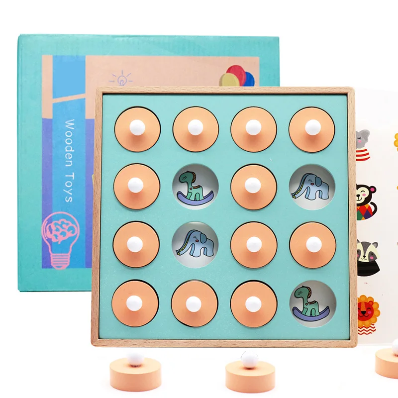 With Gift Box Горячие дети деревянные 3D головоломки памяти Шахматы Детские Ранние развивающие игрушки для детей тренировка мышления семейные вечерние игры на каждый день - Цвет: With Gift Box