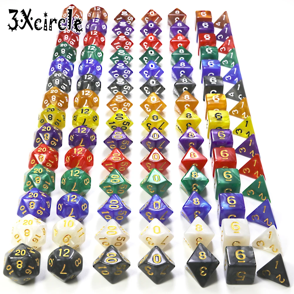 Новый набор игральных костей с перламутровым эффектом для игры в покер DnD D4 d6 d8 d10