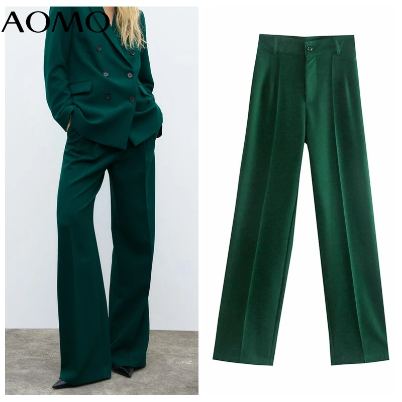 

Женские Брюки с карманами AOMO, Зеленые офисные брюки, модель JE250A, 2021
