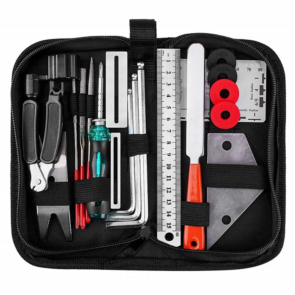 

Guitar Repairing Tool Kit Wire Plier String Organizer Fingerboard Protector Hex Wrencher Files Spanner Wrench