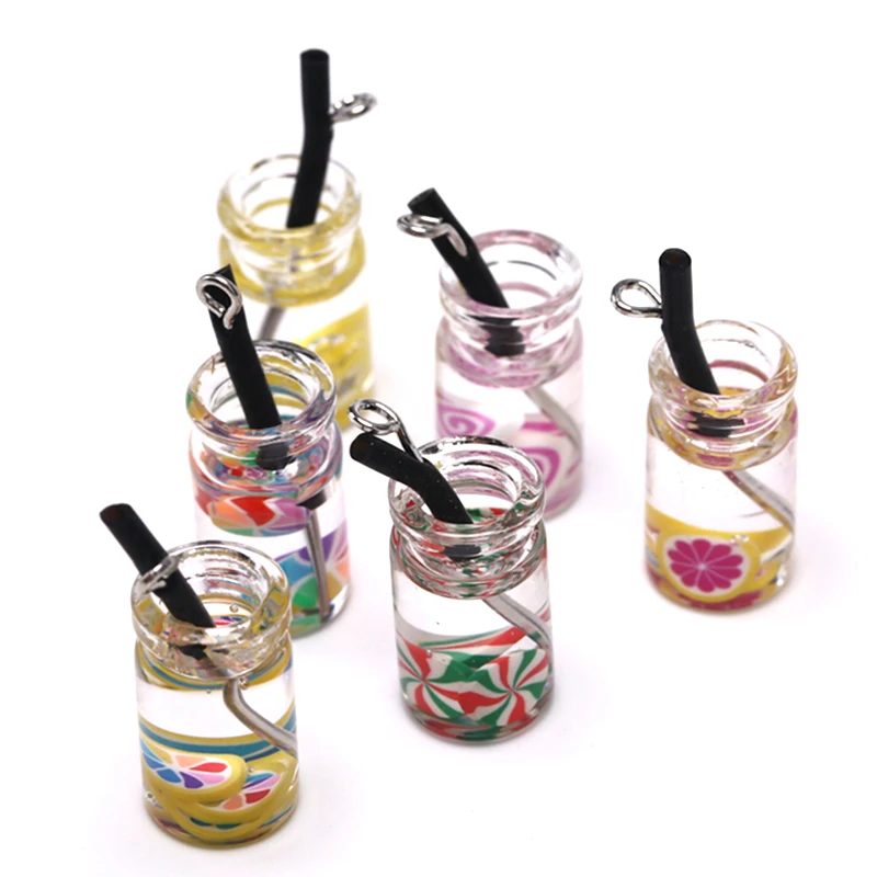 10 шт сладкие конфеты бутылка для питья смолы подвески 3D прозрачное стекло