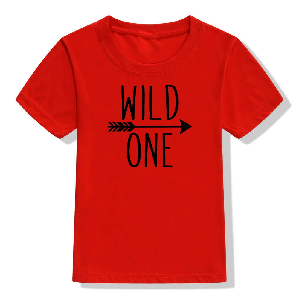 51J3-KSTRD- Wild One/детская футболка для первого дня рождения; Повседневная футболка для маленьких мальчиков и девочек; Детские забавные модные футболки с короткими рукавами; комплекты одежды - Цвет: 51J3-KSTRD-