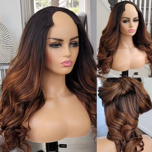 Ombre Brown 1*4 / 2*4 U part Full Machine Human Hair Wigs Brazilian #30 Colored Remy Hair Wigs For B