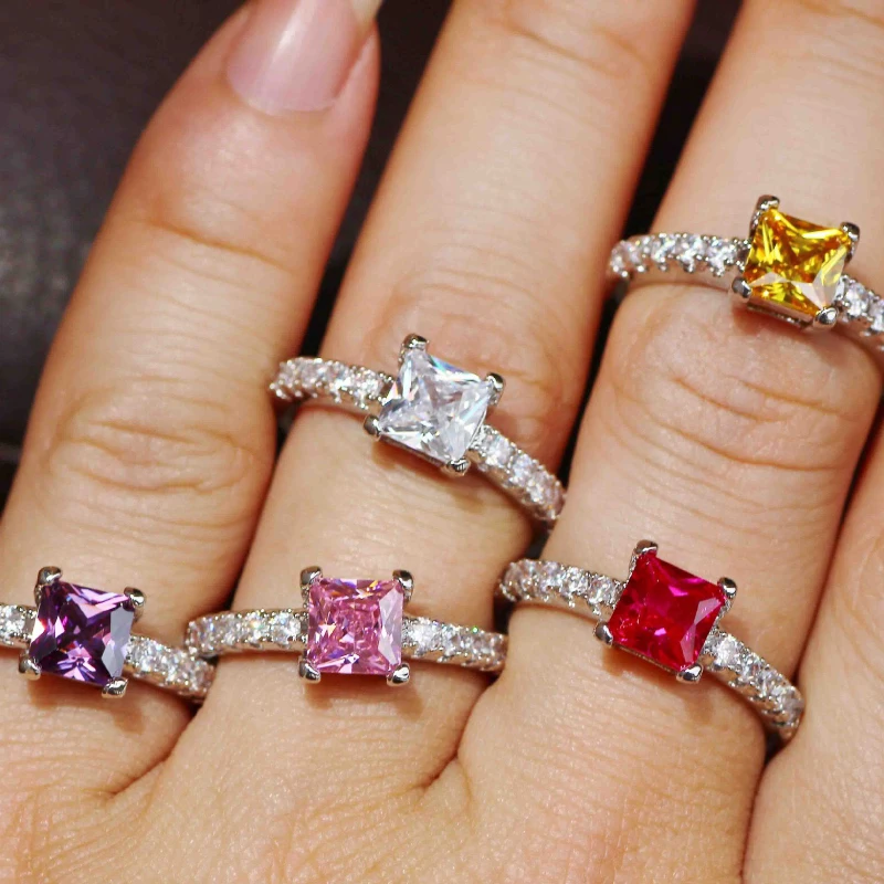 

electroplated 9 2 5 ring fashion punk ring female gift inlaid crystal zircon ring female statement jewelry