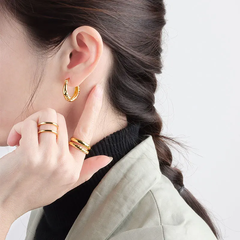 

SIPENGJEL Fashion Vintage Gold France Earrings For Women Irregular Circle Round Statement Earrings European And American Jewelry