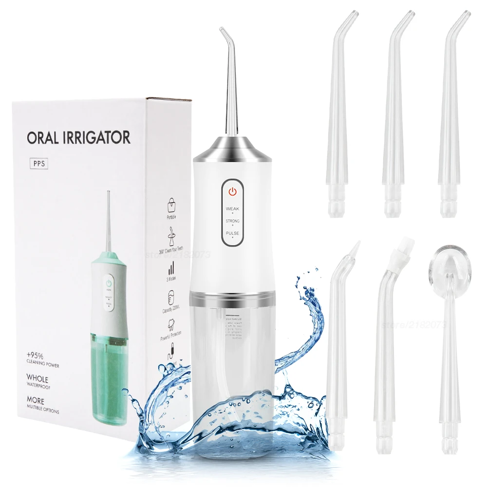 

3 Modes Oral Irrigator USB Rechargeable Water Flosser Portable Dental Water Jet IPX7 Waterproof Teeth Cleaner 240ML Water Tank