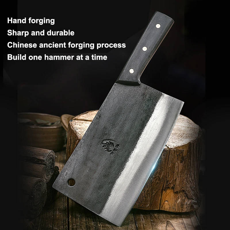 Ручной Кованый нож-измельчитель из высокоуглеродистой стали нож для убоя и