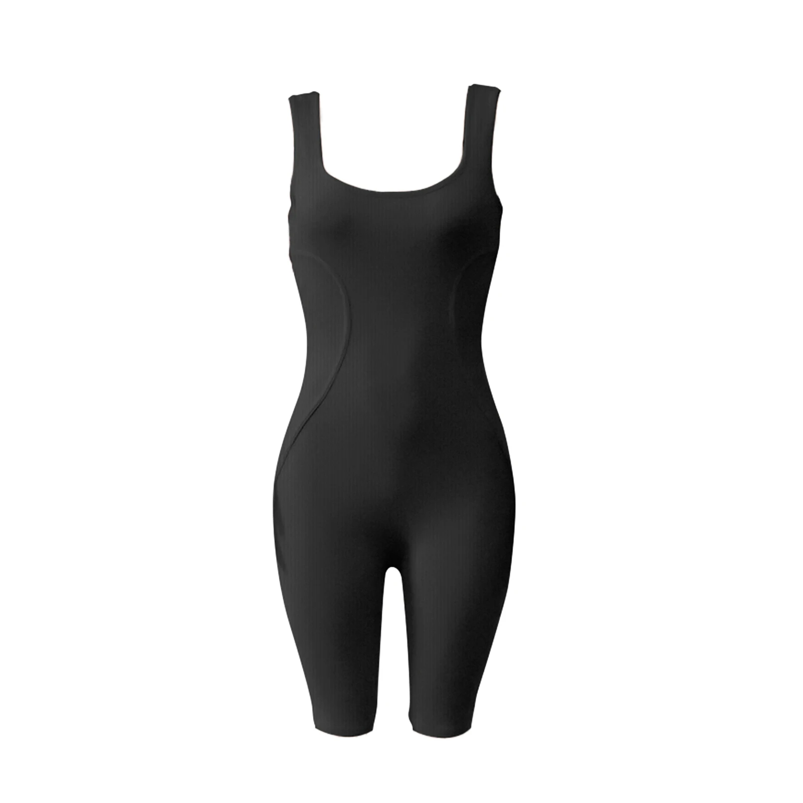 

Female Jumpsuit Solid Color U-Neck Sleeveless Playsuits Romper for Women One-piece Clubwear Sport Short Jumpsuit Romper Leotard