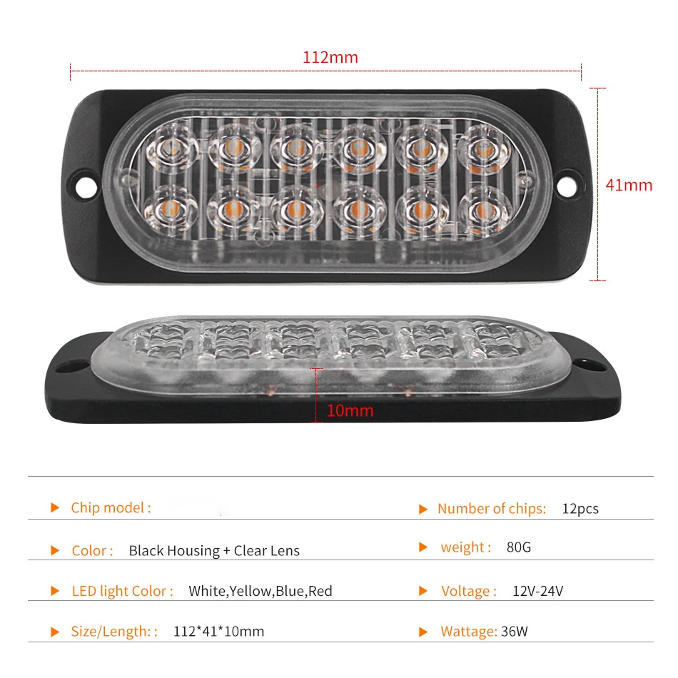 12V 24V 12LED Car Truck Emergency Warning LED Strobe Flash Light Hazard Driving DayLight Bar Police Firefighter Flashing Lamp | Автомобили