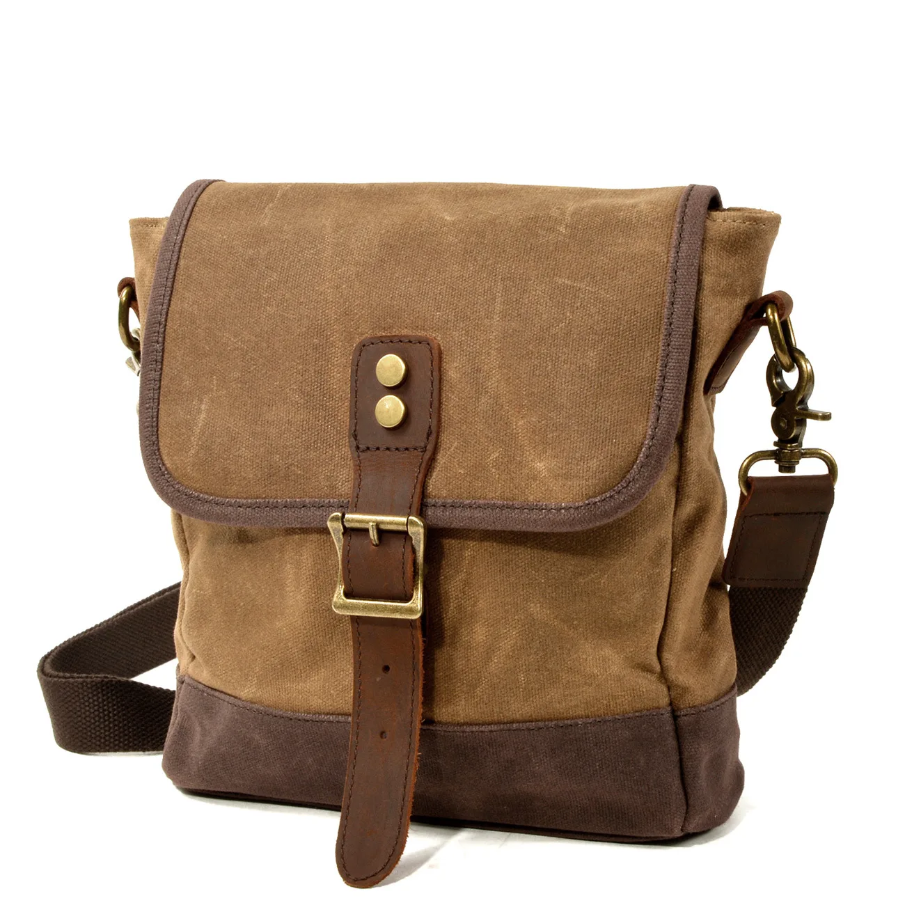 

New Style Men's Messenger Bag Single Shoulder Bag Oil Wax Canvas Leisure Bag with Leather