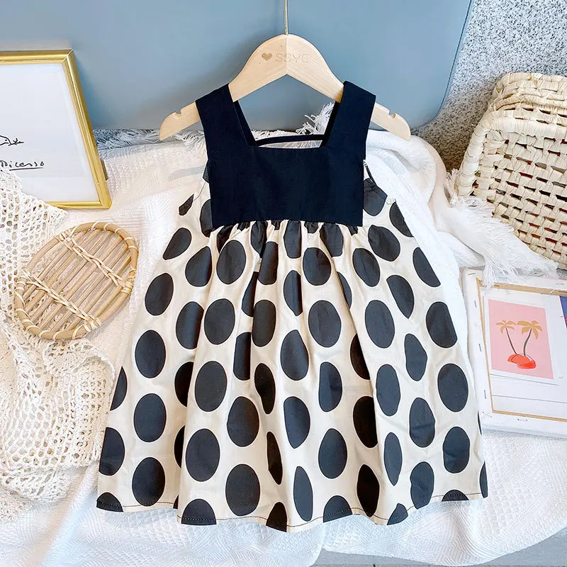 

Платья для девочек, детское платье в горошек без рукавов, детская одежда