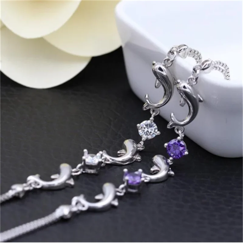 

Fashion Chain Bracelets For Women Party Cute Dolphin Bracelet Bangle luxury Crystal Jewelry Gifts wholesale