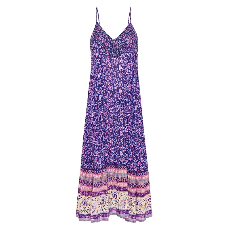 Everkaki/платье-комбинация с цветочным принтом для женщин; Boho; свободные; цыганские; с открытой спиной; женские богемные длинные платья; Vestidos; Новинка осени года