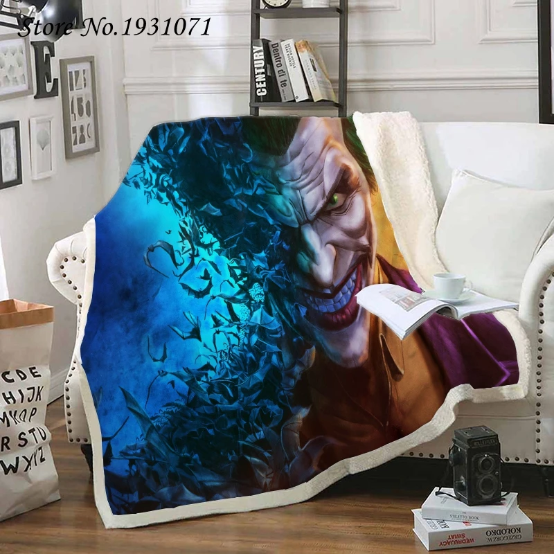 Флисовое одеяло The joker с 3D принтом для кровати толстое модное покрывало из шерпы