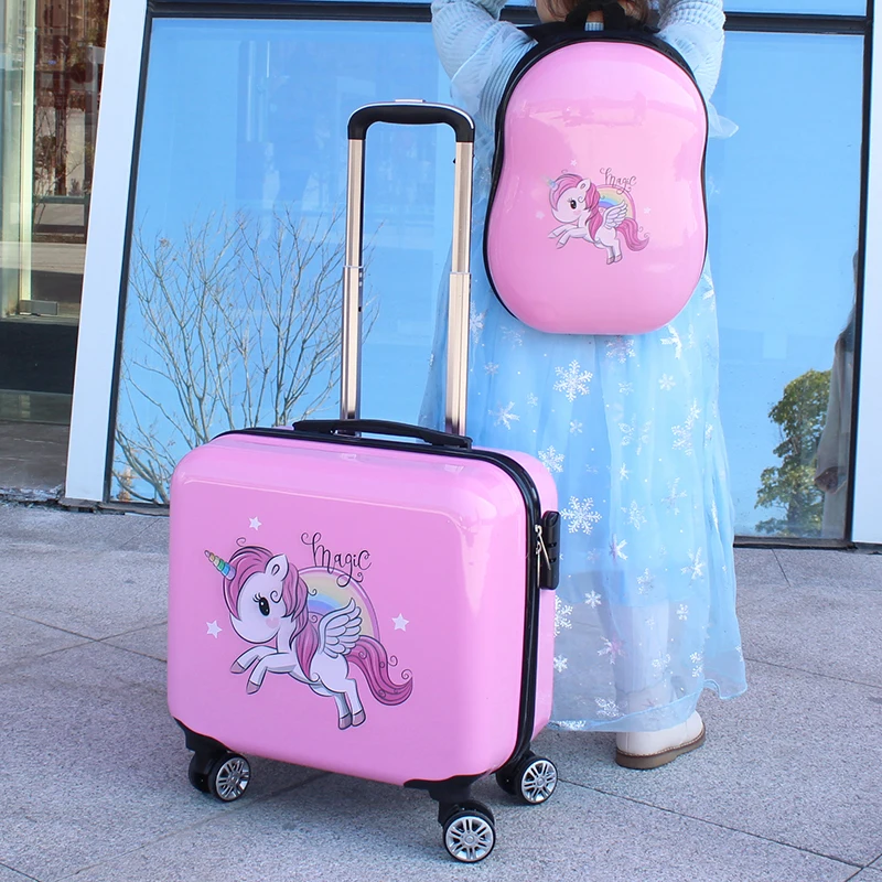 luggage sets kids suitcase on wheels trolley luggage bag 18 inch cartoon children's rolling luggage dinosaur carry on luggage