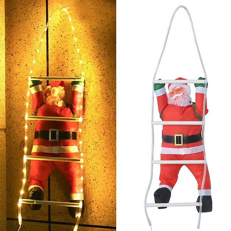 

Santa Claus Climbing Ladder Doll Hanging Ornament Tree Indoor Outdoor Decor LED Christmas Decor For USB Tube 60/90/120cm