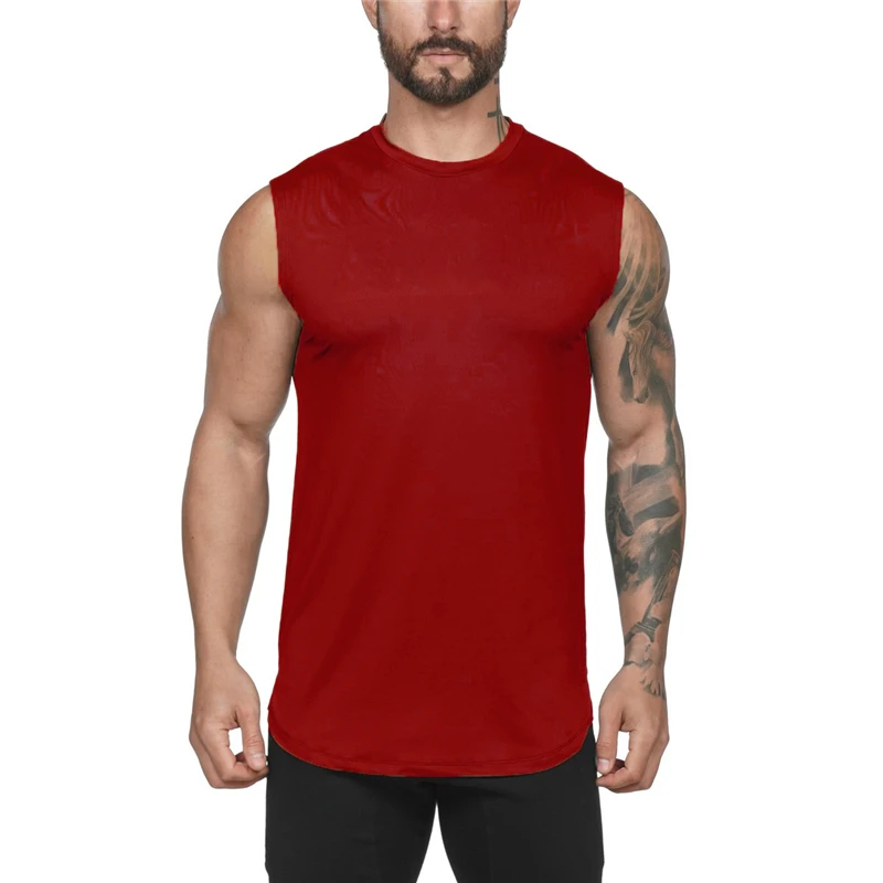 Muscleguys майка для спортзала, мужская майка для бодибилдинга, майка для фитнеса, хлопковые топы без рукавов, майка для тренировок - Цвет: Красный