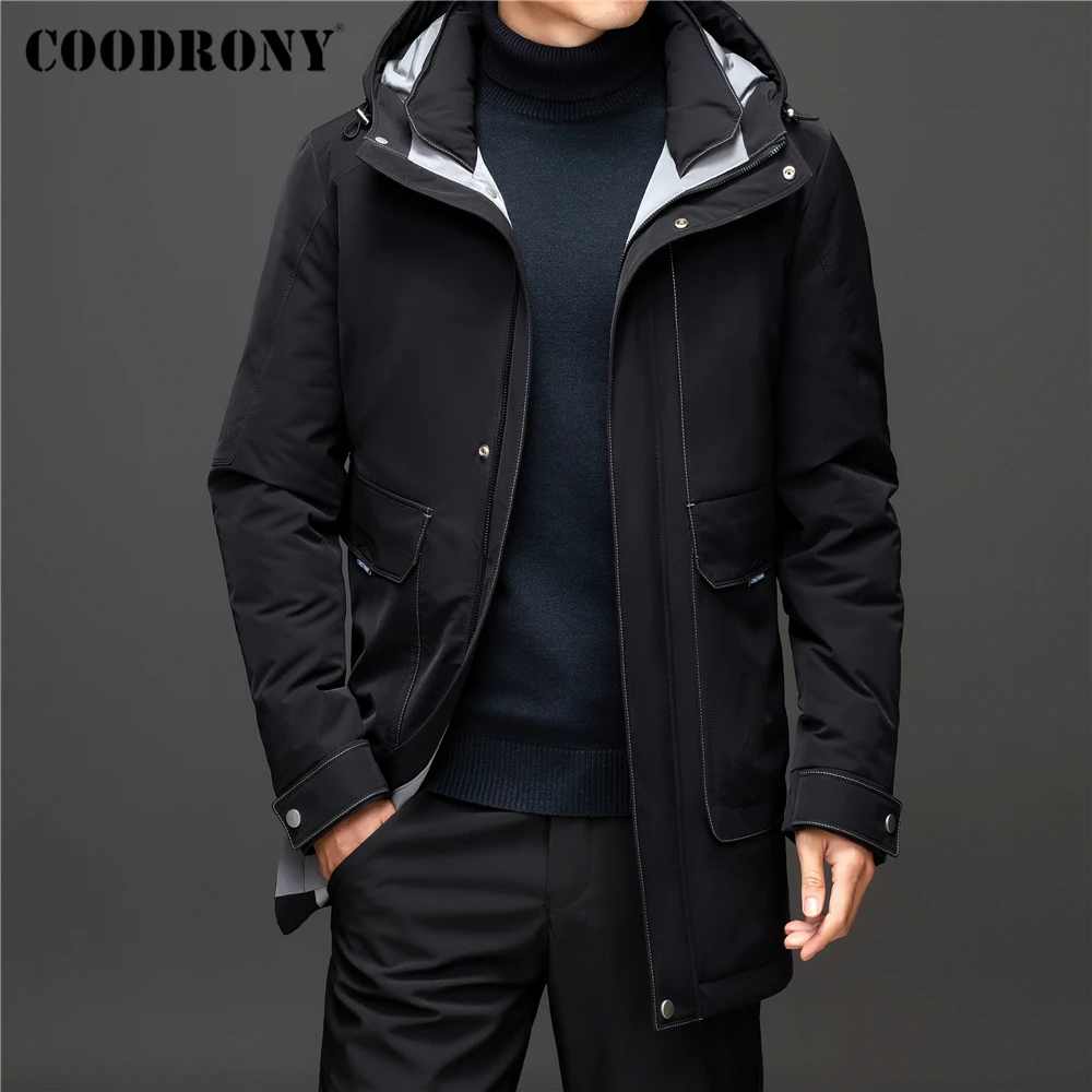 

COODRONY Brand 90% White Duck Down Jackets Men Clothing New Winter High Quality Classic Hooded Thick Warm Long Coat Male Z8066