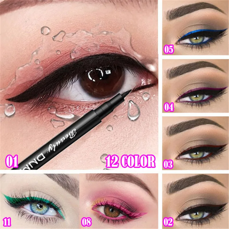 Waterproof Colorful Seal Stamp Liquid Eyeliner Pen Fast Dry Black Eye Liner Pencil With Cosmetic Double-ended |